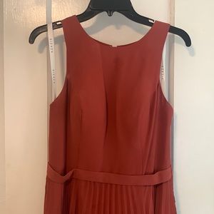 Azazie Lindie Rust Maxi Dress | A-line pleated chiffon floor-length dress